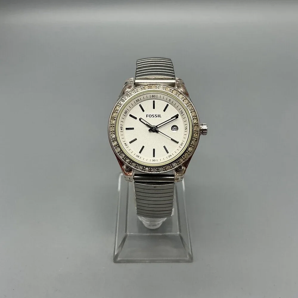 Fossil Stella Womens Watch 31mm l Stainless Expansion Crystals New Battery